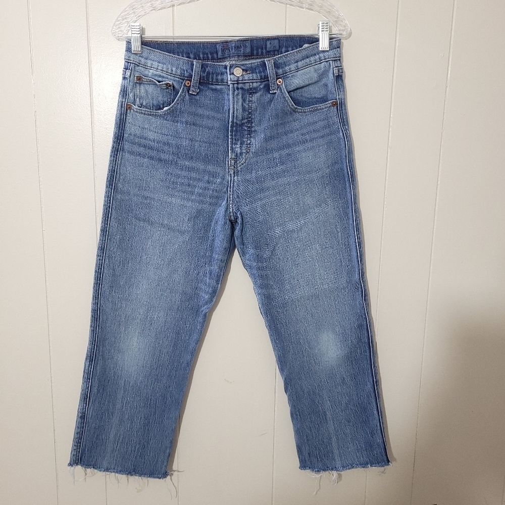 Lucky Brand Straight Crop Jeans Size 8 29 Light Wash Raw Hem Cropped Denim Pants